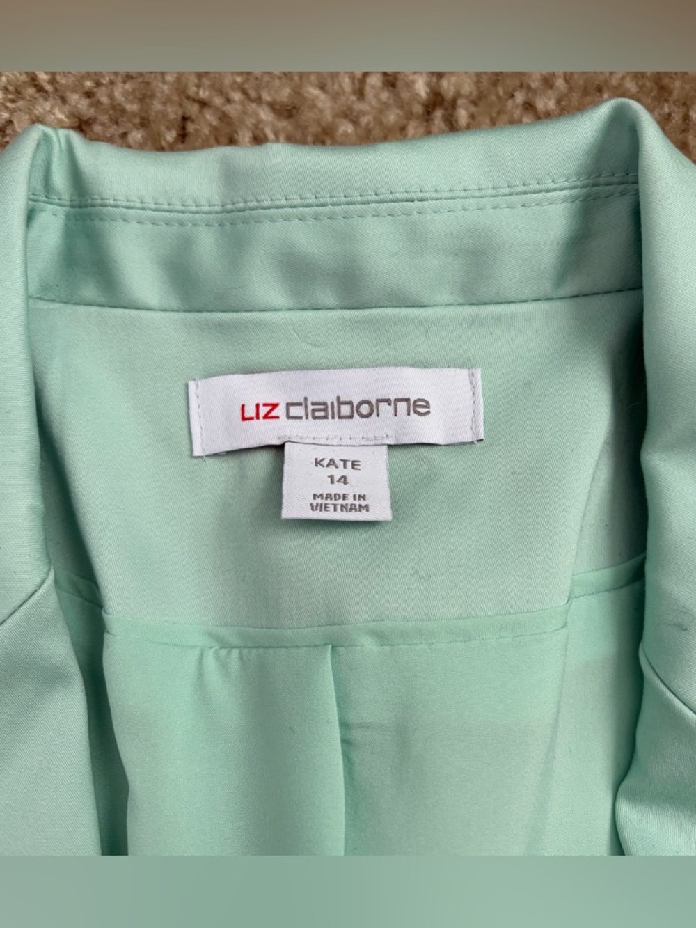 NWT Liz Claiborne Mint Green Kate Single-Button Blazer - Picture 2 of 5
